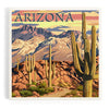 Arizona Desert Cactus Trail Scene At Sunset Ceramic Coaster