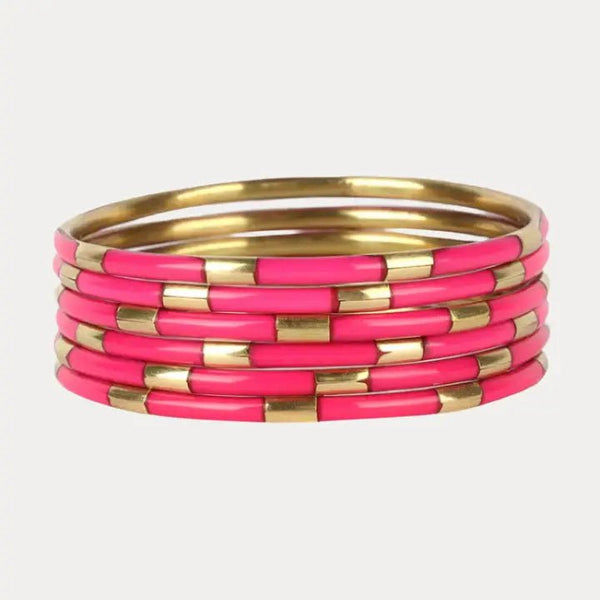 BuDhaGirl Veda Bangles - Set of 6 - Blush & Cactus