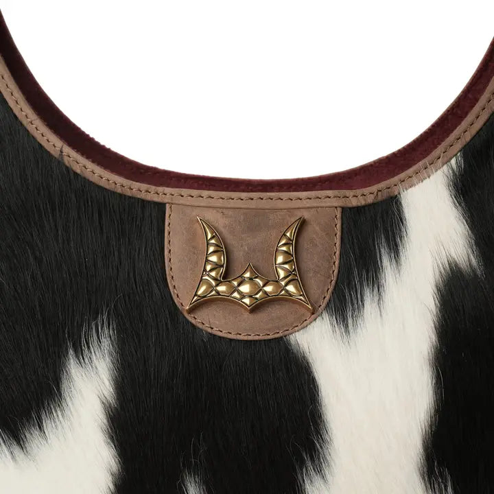 Myra Medium Purse - Black & White Cowhide