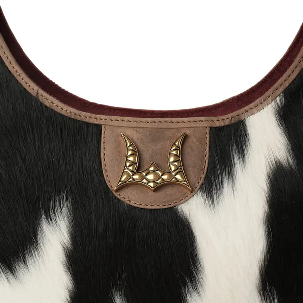 Myra Medium Purse - Black & White Cowhide