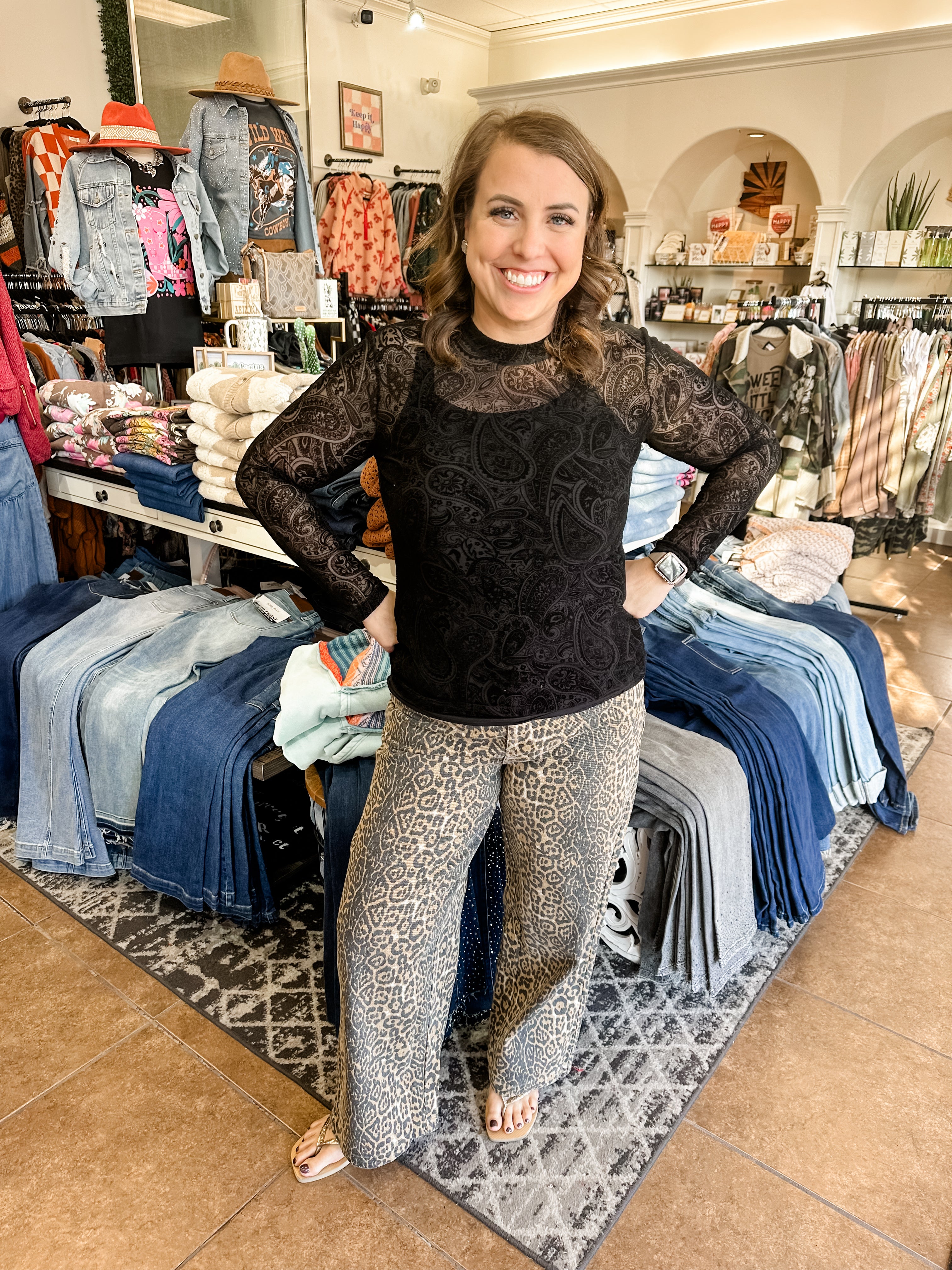 Animal Print Twill Pants - Curvy