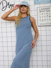 Washed Stripe Sleeveless Tank Knit Midi Dress - Blush & Cactus