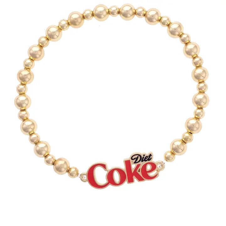 Diet Coke Enamel Logo Stretch Bracelet in Red/Black