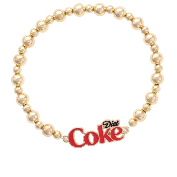 Diet Coke Enamel Logo Stretch Bracelet in Red/Black