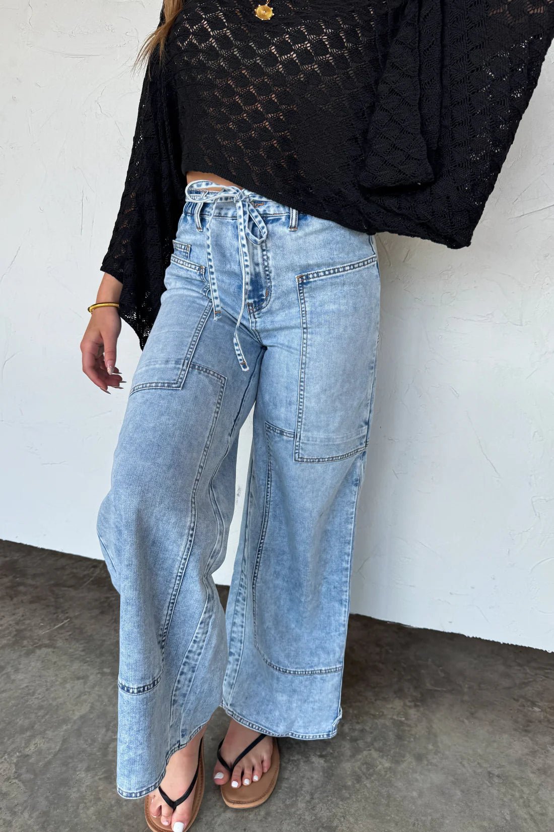 **PREORDER** Jovie tie Waist Jeans - Blush & Cactus