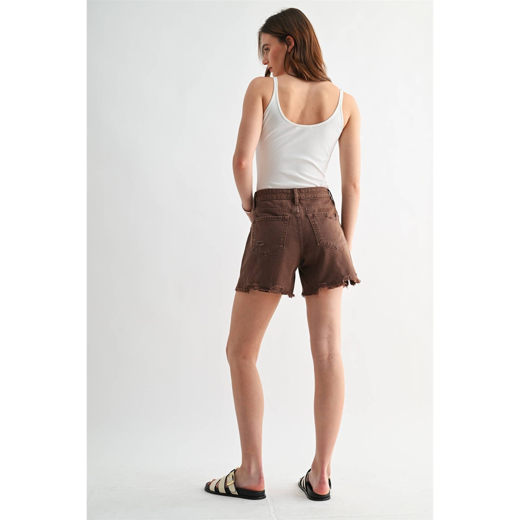 MICA RIGID BOYFRIEND MIDI SHORTS - Blush & Cactus