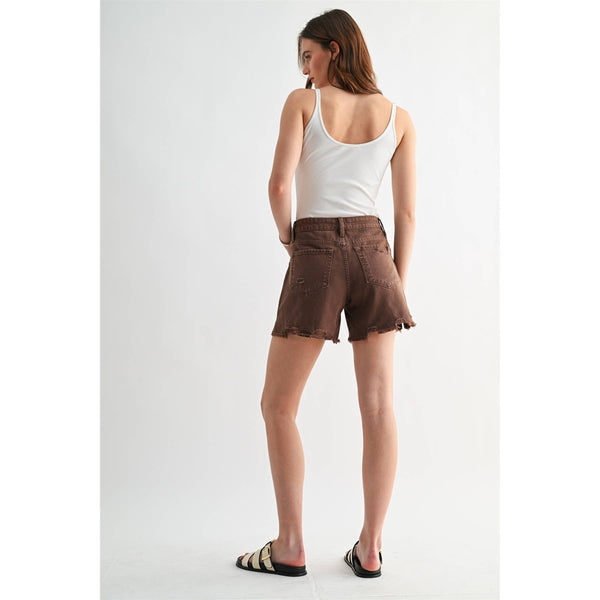 MICA RIGID BOYFRIEND MIDI SHORTS - Blush & Cactus
