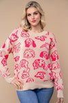 Cutie Dog Sweater - Blush & Cactus