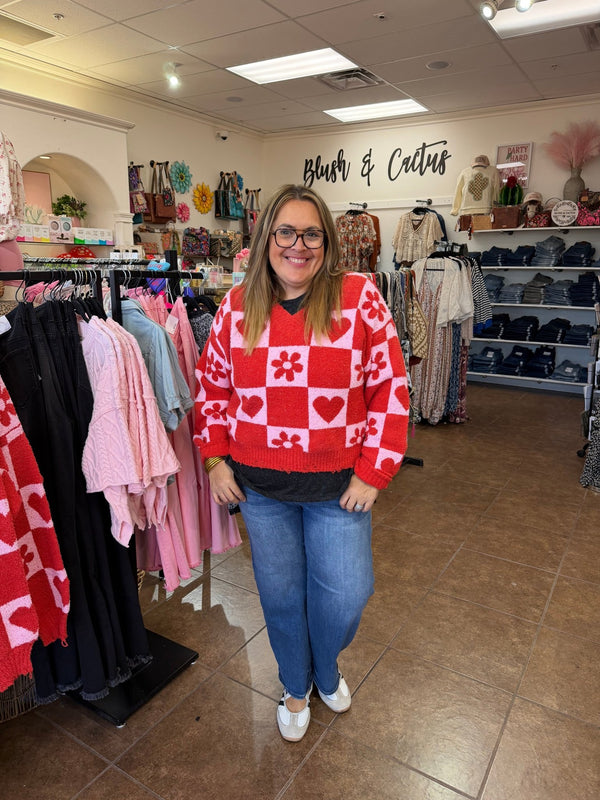 POL V - neck long sleeve regular fit sweater top - Blush & Cactus