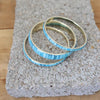 Turquoise Inlay Gold Bangle Set - Blush & Cactus