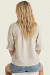 Frilled Split Neck Gauze Top - Blush & Cactus