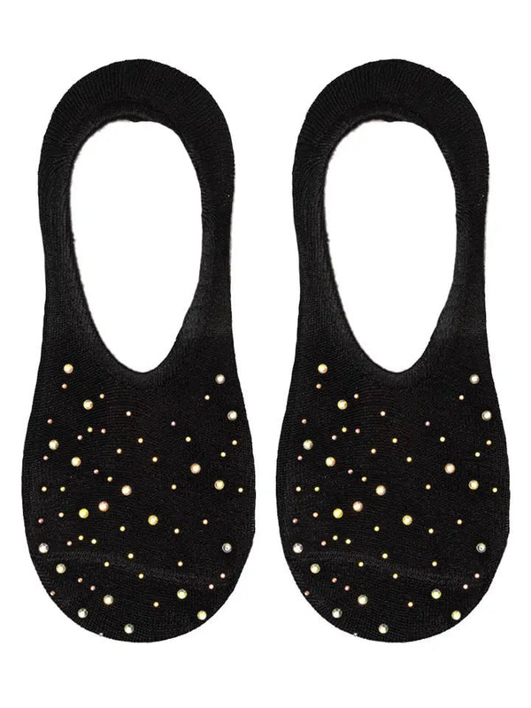 No - Show Liner Socks w/ Crystal Jewel Embellishments - Black - Blush & Cactus