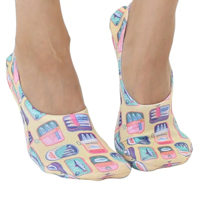 No-Show Liner Socks - Sardine Cans - Cream