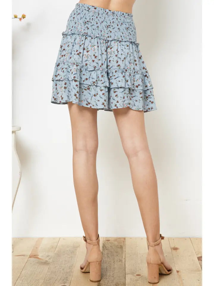 Smocked Ruffle Tiered Mini Skirt