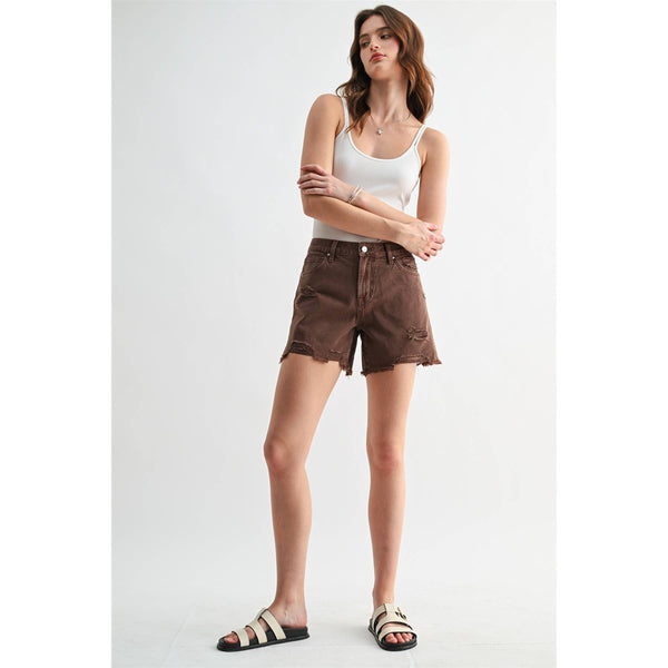 MICA RIGID BOYFRIEND MIDI SHORTS - Blush & Cactus