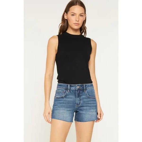 Mica Mid Rise Frayed Hem Shorts - Blush & Cactus