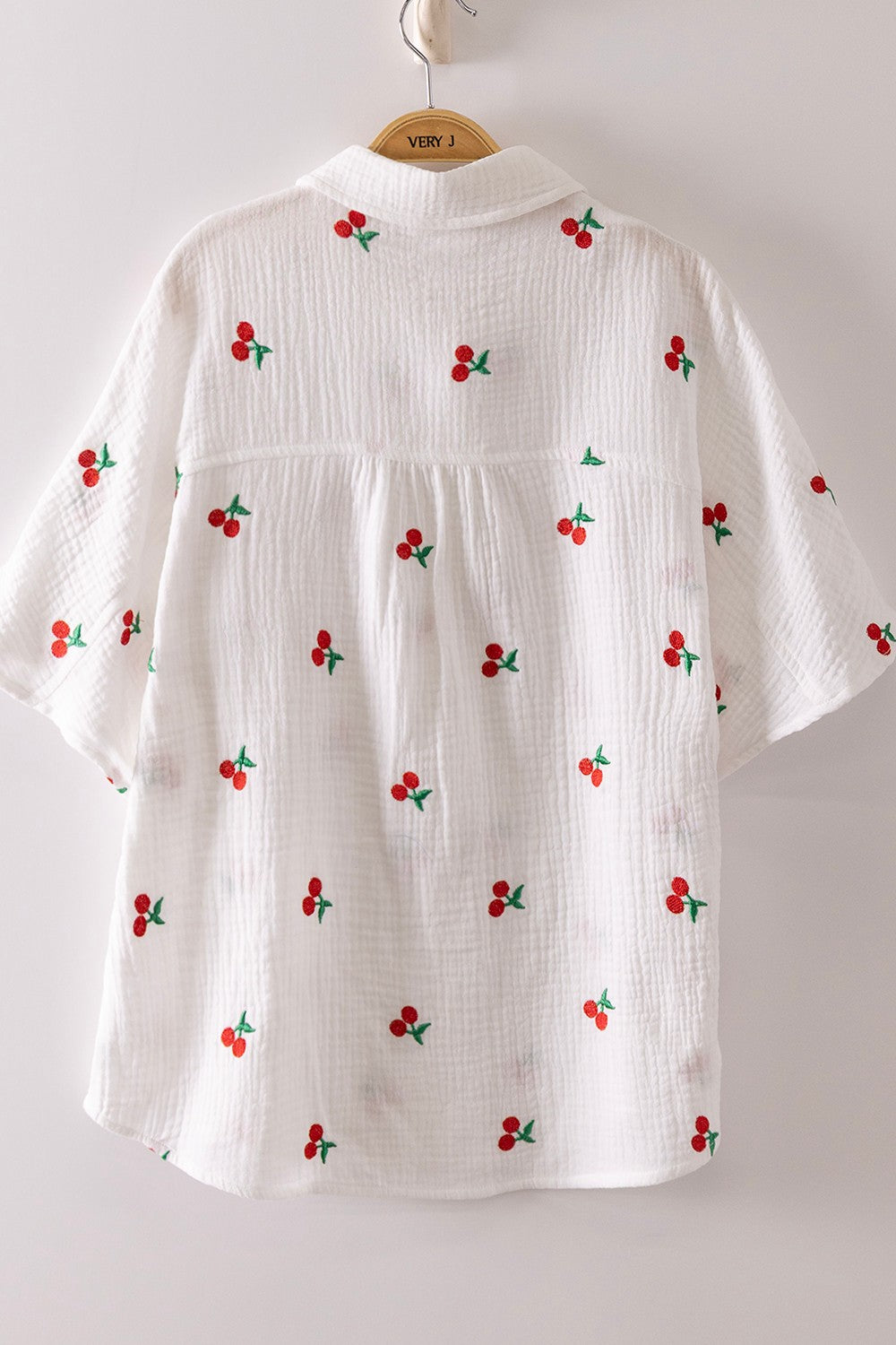 Fruit Embroidery Oversized Shirt Top - Curvy Size