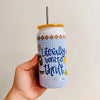 16 oz Stainless Steel Cup, Literally Born To Thrift - Blush & Cactus
