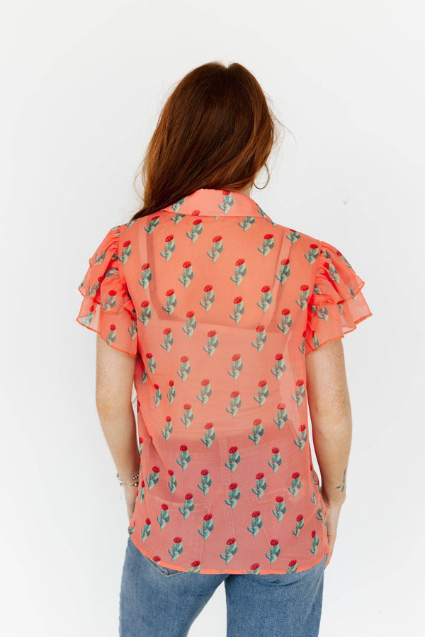 Cactus Coral Sunset Top