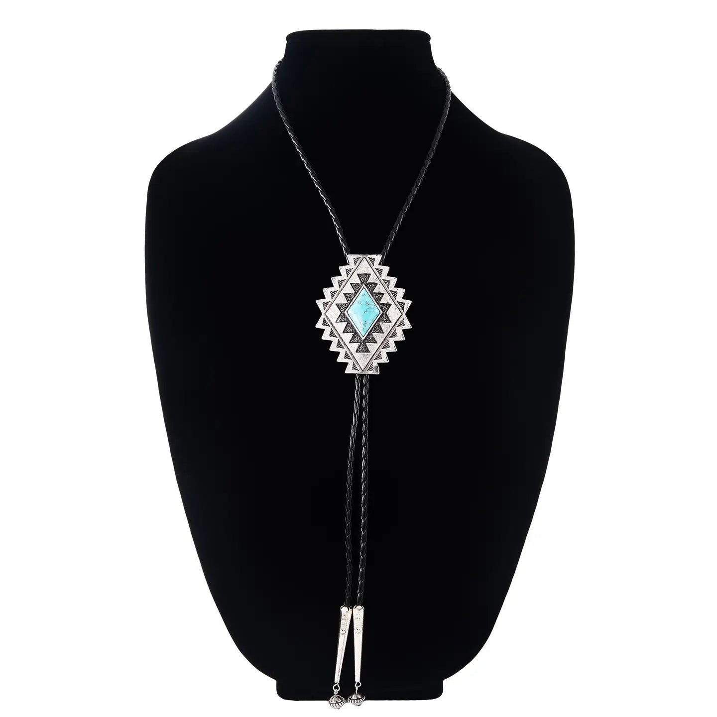 Geometric Concho Turquoise Bolo Tie - Blush & Cactus