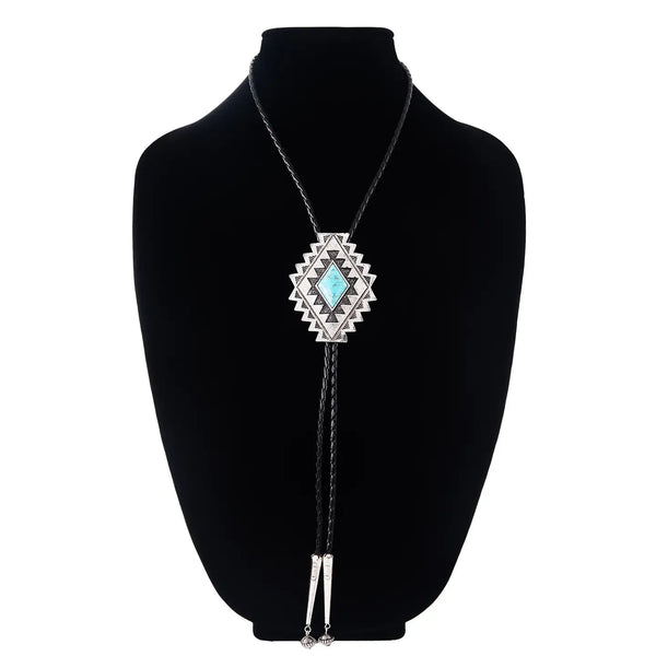 Geometric Concho Turquoise Bolo Tie - Blush & Cactus