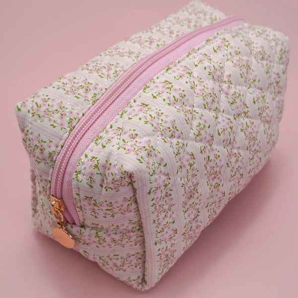 Floral Quilted Cotton Ditsy Cosmetic Pouch Bag