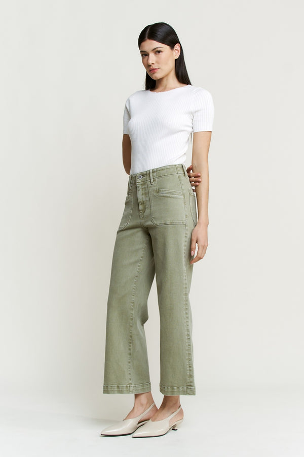 Mica Denim Super High Wide Cropped Utility - Blush & Cactus