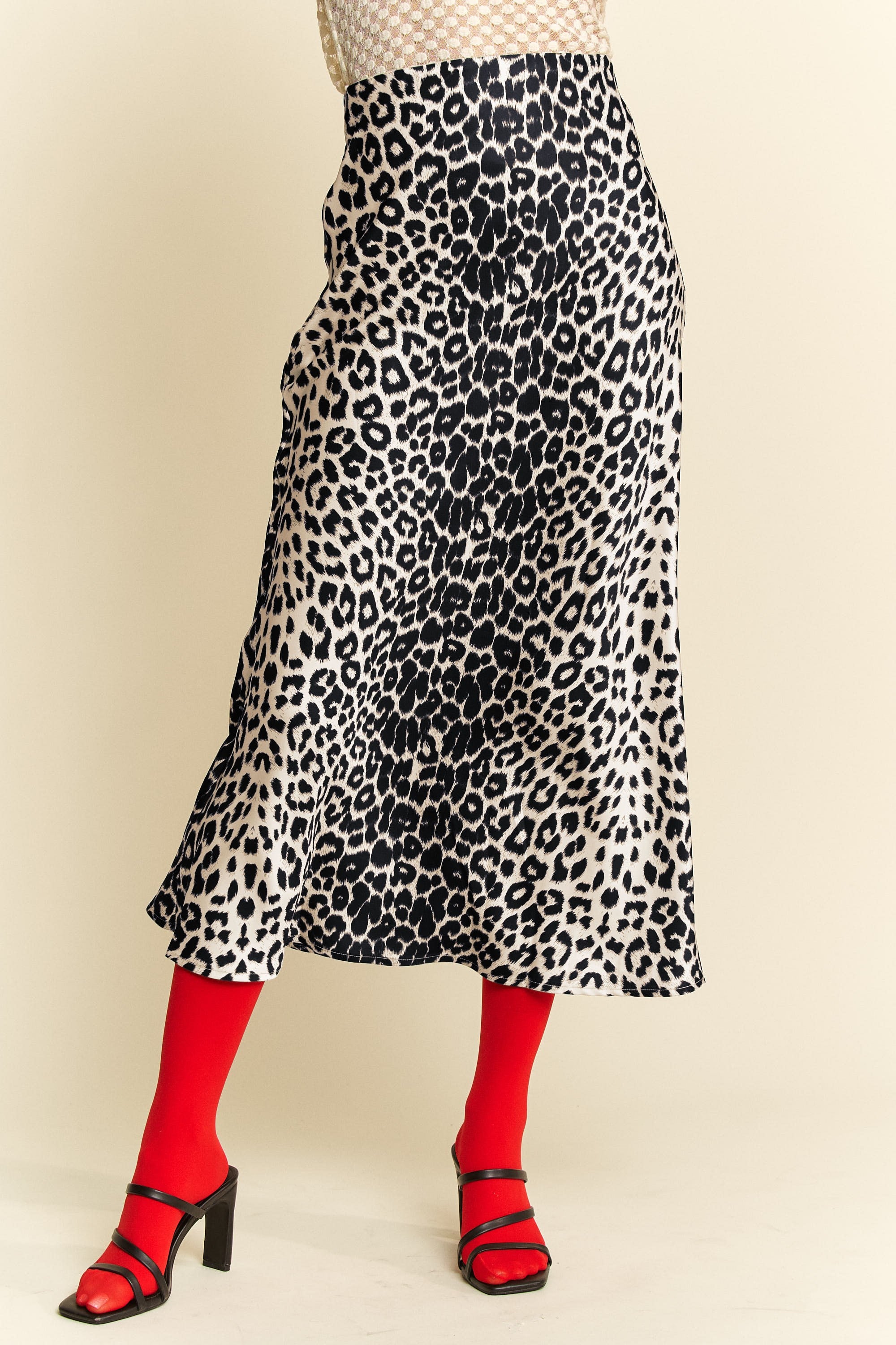 Davi & Dani Leopard Animal Print Long Length Waist Tie Skirt