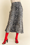 Davi & Dani Leopard Animal Print Long Length Waist Tie Skirt