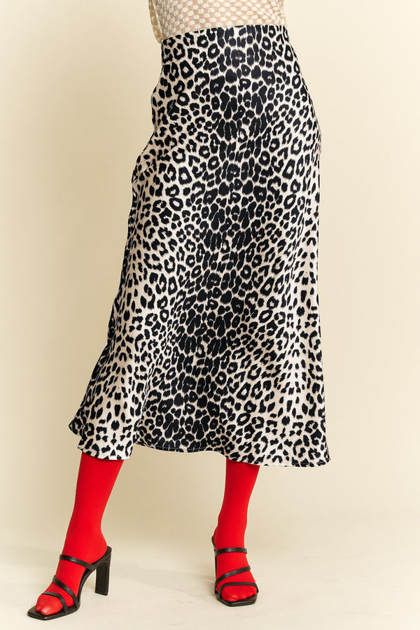 Davi & Dani Leopard Animal Print Long Length Waist Tie Skirt