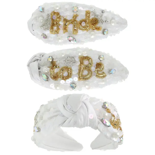 Bride To Be Jewel Embellished Top Knotted Headband