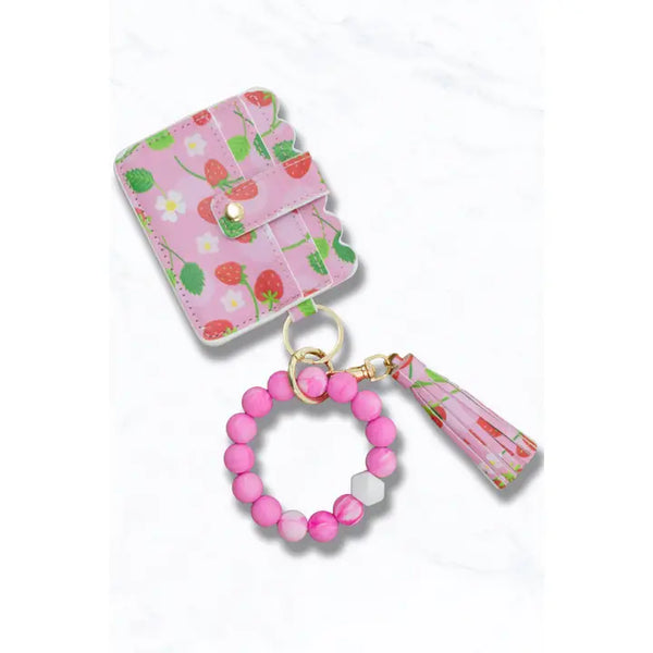 Fruit Print Card Holder Wallet Keychain