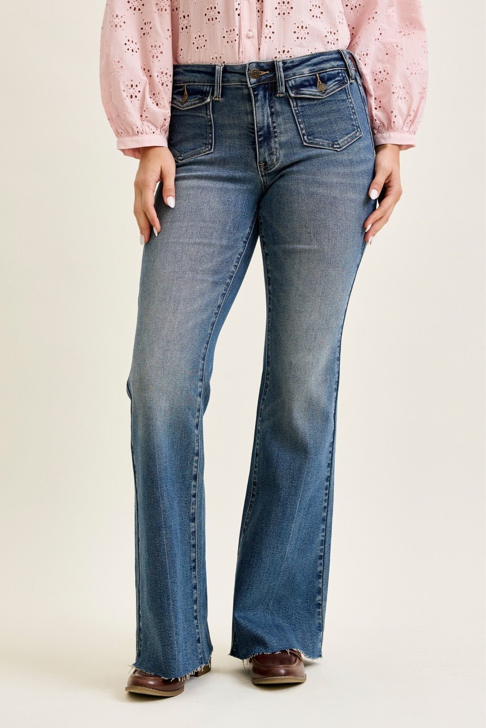 Judy Blue Mr Flare W/ Front Flap Pkts - Blush & Cactus