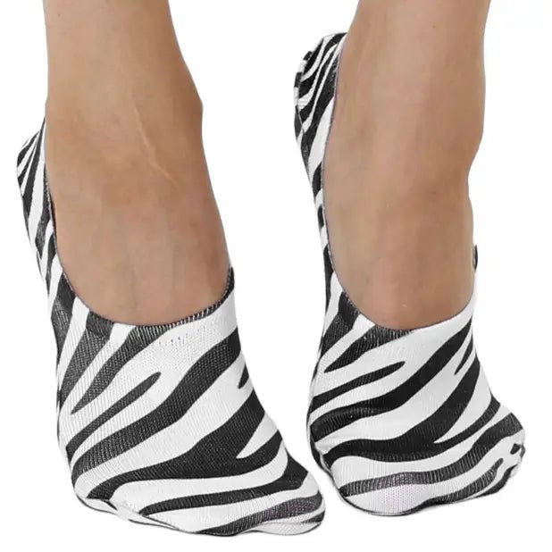 No - Show Liner Socks - Zebra Print - White & Black - Blush & Cactus