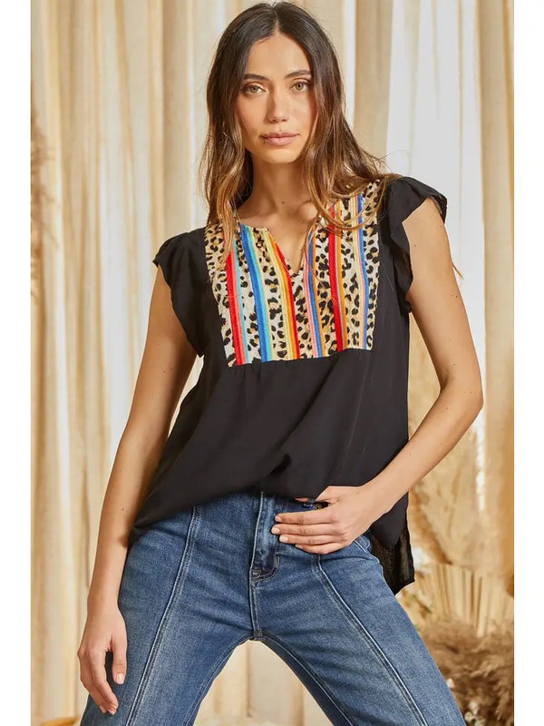 Woven Embroidered Tunic Top