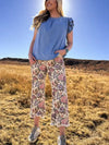 Vintage Floral Jeans - Blush & Cactus