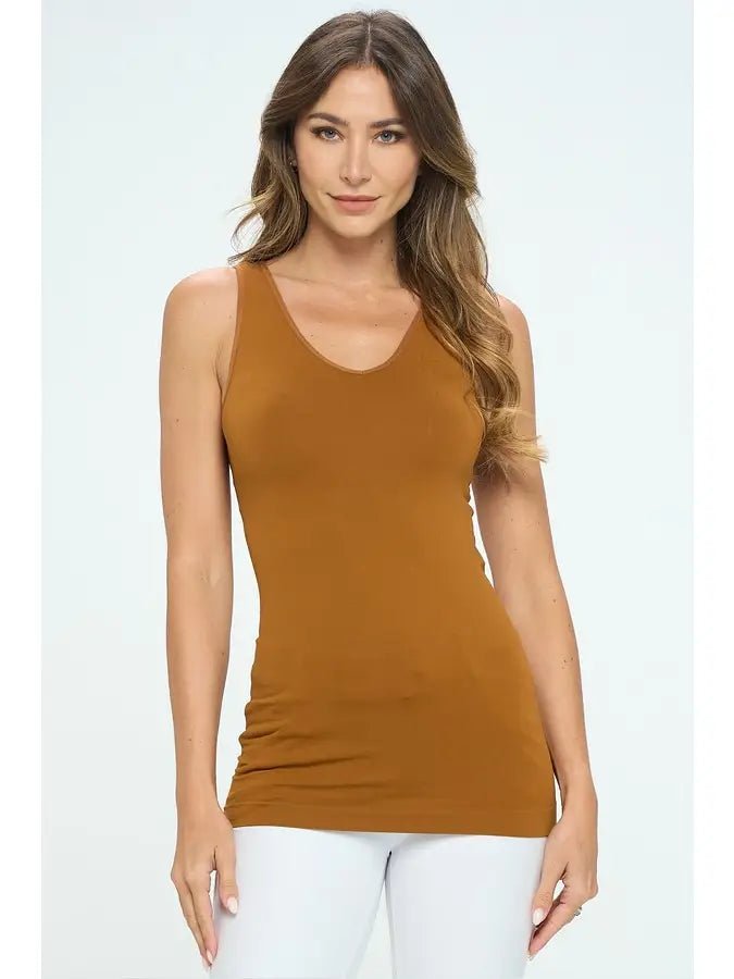 Reversible V or U Neckline Seamless Tank - 8 Colors - Blush & Cactus
