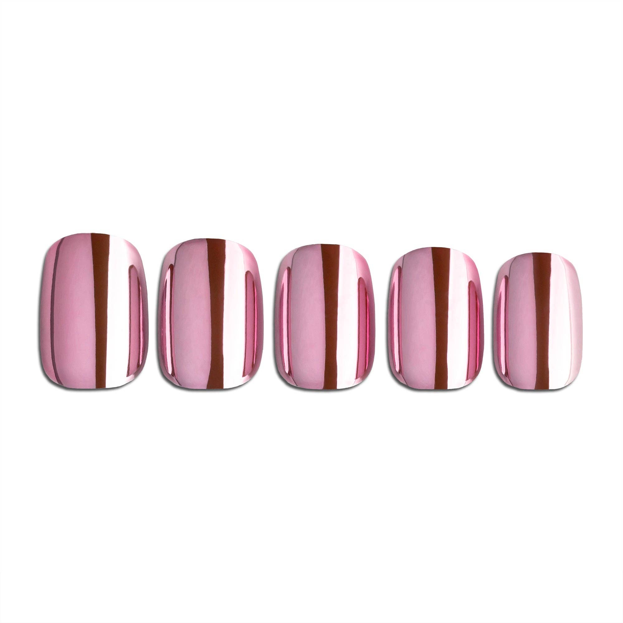 PaintLab Rose Chrome Nails Press On Nails - Blush & Cactus