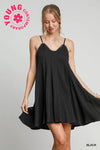 Umgee V-Neck Godet Hem Dress