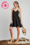 Umgee V-Neck Godet Hem Dress