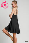 Umgee V-Neck Godet Hem Dress
