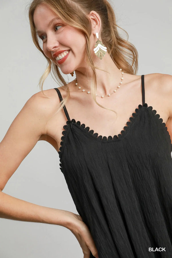 Umgee V-Neck Godet Hem Dress