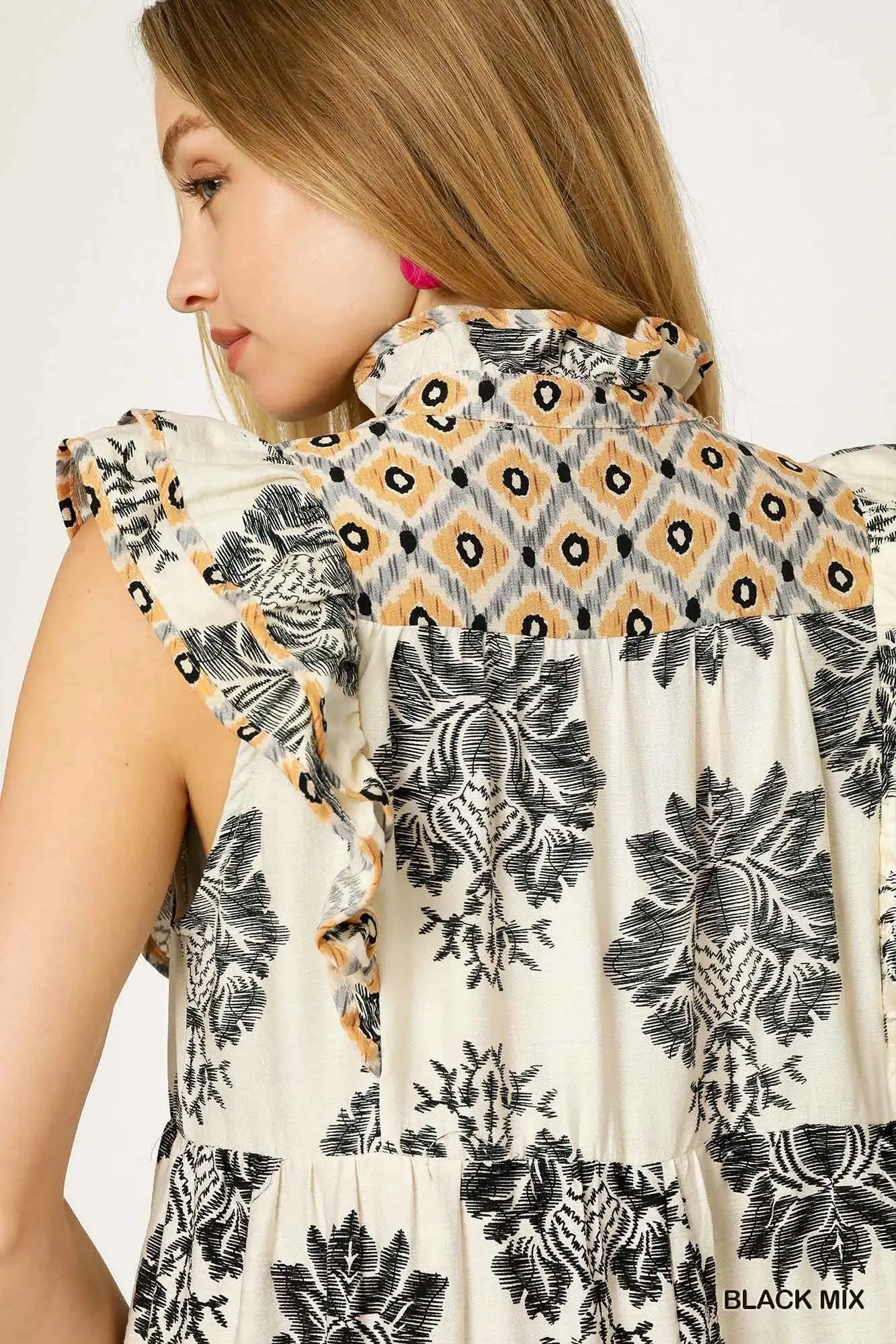 The Isla Geo Ruffle Dress