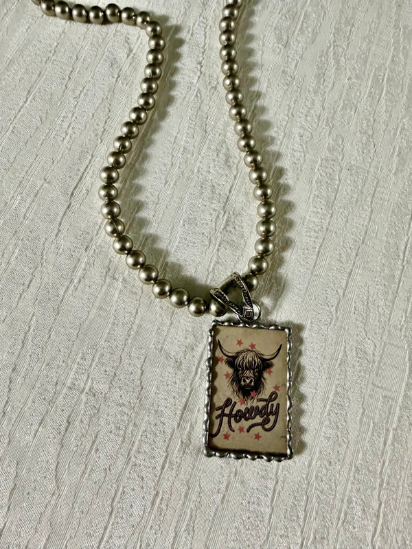 Highland Cow ❤️ Necklace - Blush & Cactus