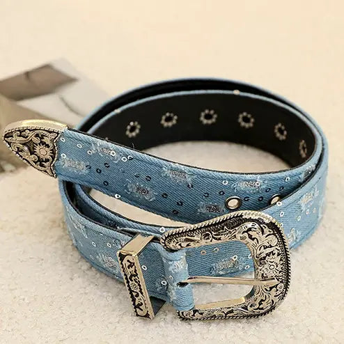 Trendy Western Boho Denim Belt