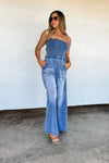 Denim Crush Smocked Romper