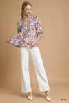 Floral Paisley Boho Top - Blush & Cactus