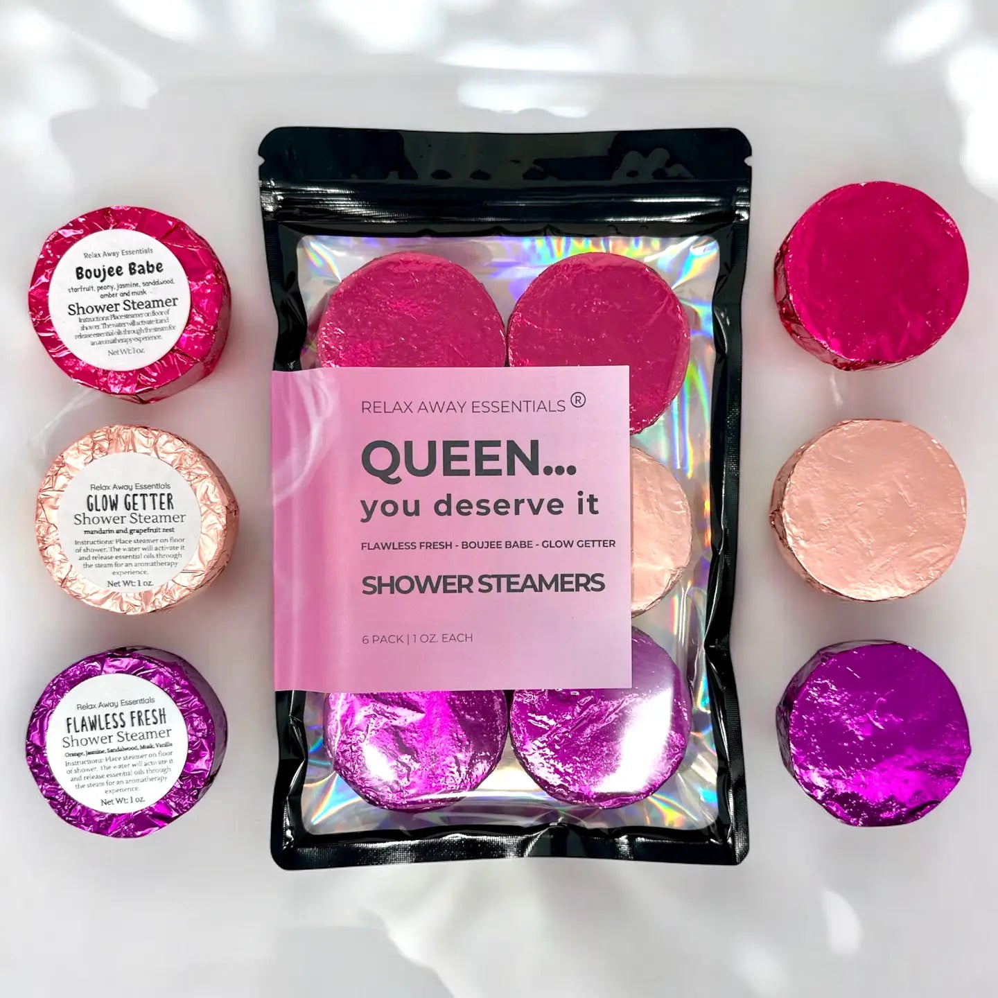 Queen - Shower Steamers 6 Pack - Made in USA - Spa Tablets - Blush & Cactus