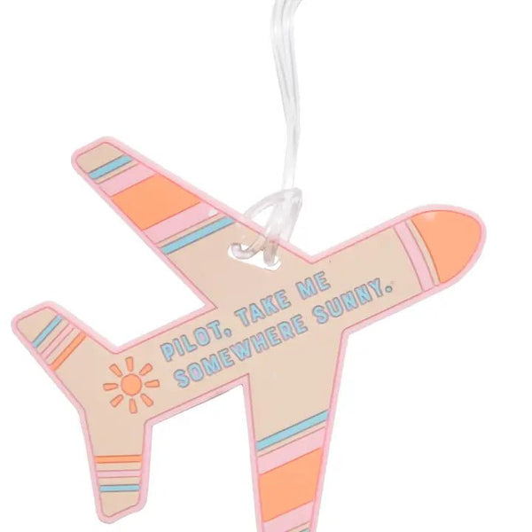 Sunny Airplane Travel Silicone Luggage Tag - Blush & Cactus