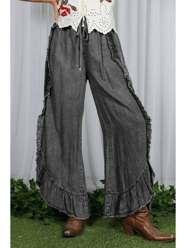 Midnight Muse Crop Denim Chambray Pants
